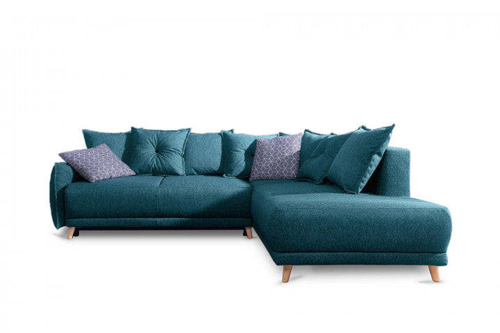 LENA - canapé scandinave d'angle droit - bleu canard