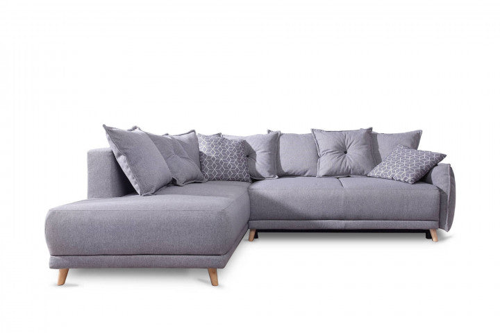 LENA - canapé scandinave d'angle gauche - gris clair